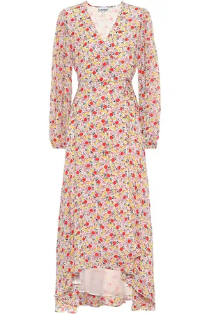 Ganni Floral georgette wrap dress