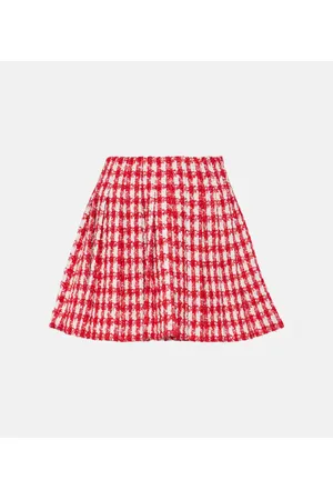 Self-Portrait Pleated houndstooth bouclÃ© mini skirt