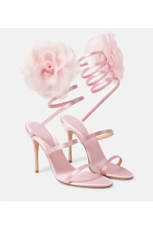 MAGDA BUTRYM Floral-appliquÃ© satin sandals