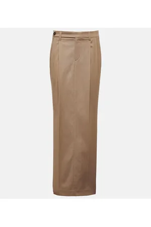 Brunello Cucinelli Pleated low-rise cotton-blend maxi skirt