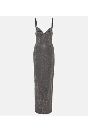 AREA Crystal-embellished jersey gown