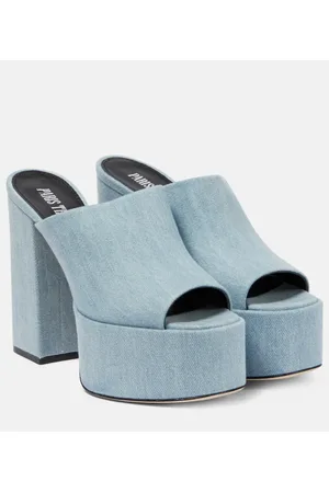 PARIS TEXAS Sasha denim platform mules