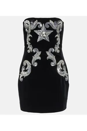 Balmain Embellished velvet minidress