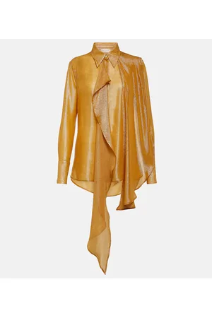Victoria Beckham Draped tie-neck lamÃ© blouse