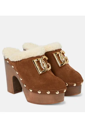 Dolce & Gabbana Logo suede platform clogs