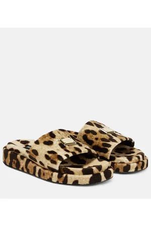 Dolce & Gabbana Logo leopard-print terrycloth slides
