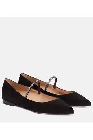 Gianvito Rossi Embellished suede ballet flat