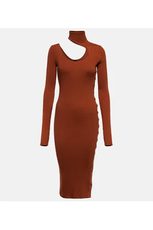 PETAR PETROV Fineas cutout ribbed-knit silk midi dress