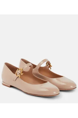 Gianvito Rossi Mary Ribbon patent leather ballet flats