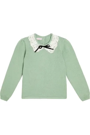 La Coqueta Lace-trimmed wool-blend sweater