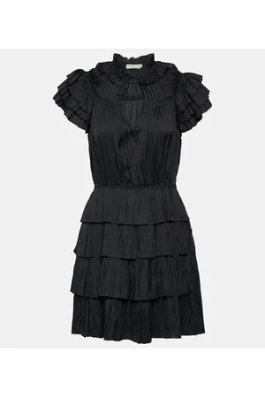ULLA JOHNSON Vesna plisseÌ satin minidress