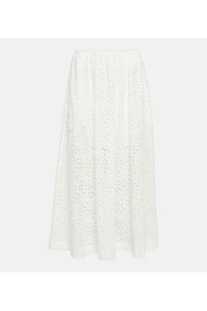 Totême High-rise eyelet cotton midi skirt