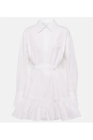 Patou Ruffled cotton shirt dress
