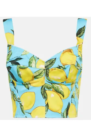 Dolce & Gabbana Printed cotton-blend bustier top