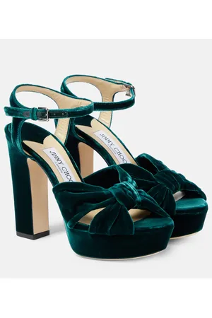 Jimmy Choo Heloise 120 velvet peep-toe platform pumps