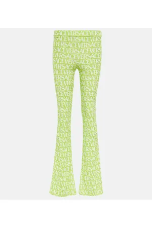 VERSACE Logo velvet flared pants