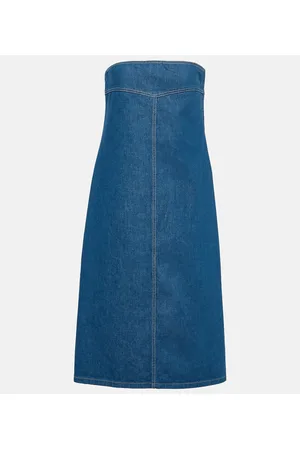 Salvatore Ferragamo Strapless denim midi dress