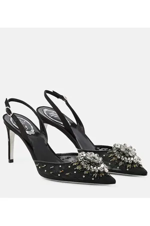 RENE CAOVILLA Crystal-embellished slingback pumps