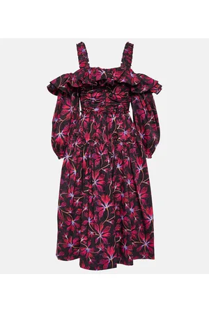 ULLA JOHNSON Caprice floral cotton poplin midi dress