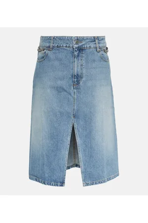 Stella McCartney Front-slit denim midi skirt