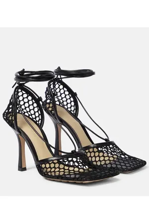 Bottega Veneta Stretch leather-trimmed mesh pumps