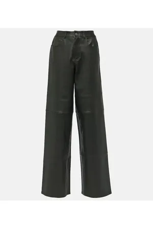 Stouls High-rise leather wide-leg pants