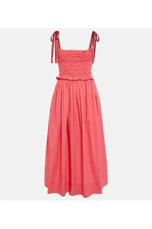 ULLA JOHNSON Akshara smocked cotton midi dress