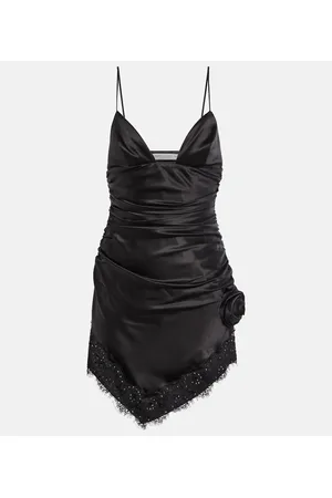 Alessandra Rich Embellished silk-blend satin minidress