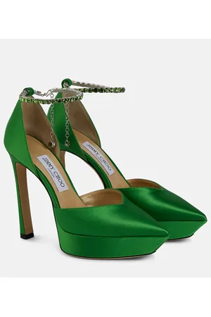 Jimmy Choo Saeda 125 embellished satin platform pumps