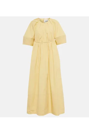 Jil Sander Gathered cotton midi dress