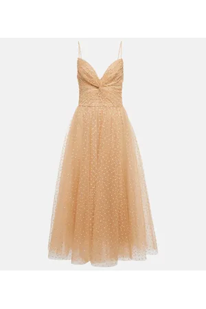 MONIQUE LHUILLIER Dotted tulle midi dress