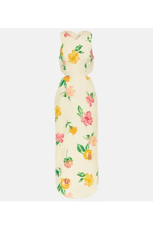 ALÉMAIS AlÃ©mais Cutout linen floral midi dress