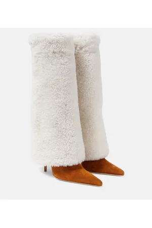 MAGDA BUTRYM Shearling and suede knee-high boots