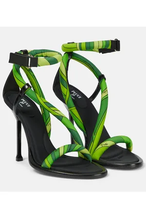 Puccini Iride leather-trimmed satin sandals