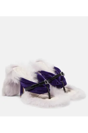 Burberry Step Post Shearling-trimmed sandals
