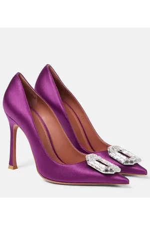 Amina Muaddi Camelia silk satin pumps
