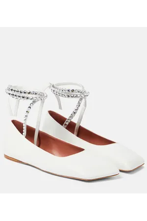 Amina Muaddi Ane embellished leather ballet flats