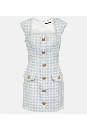 Balmain Gingham tweed minidress