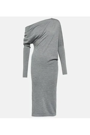 Tom Ford Off-shoulder cashmere and silk midi dress