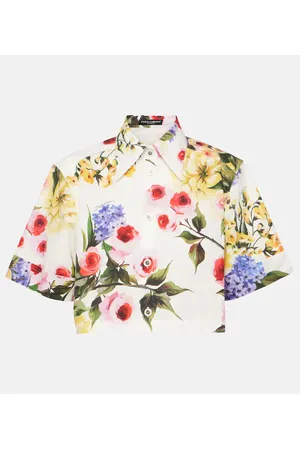 Dolce & Gabbana Floral cropped cotton poplin shirt