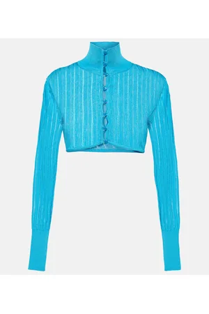 Alaïa AlaÃ¯a Ribbed-knit cropped cardigan