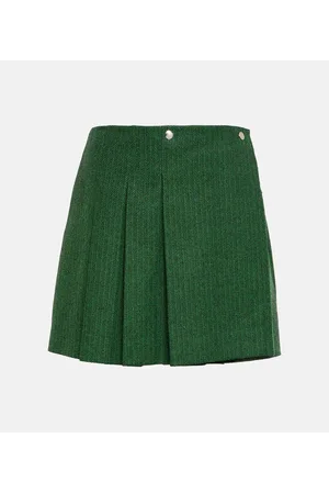 Plan C Pleated wool-blend miniskirt