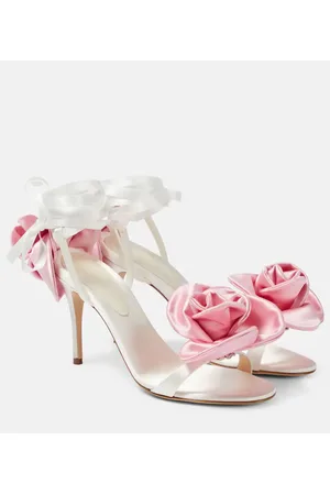 MAGDA BUTRYM Floral-appliquÃ© satin sandals