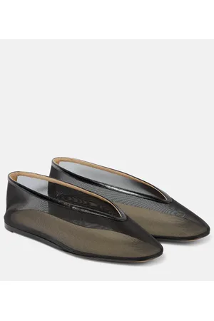 Le Monde Beryl Le Monde BÃ©ryl Luna leather-trimmed mesh ballet flats