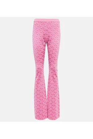 VERSACE La Greca jacquard silk-blend flared pants