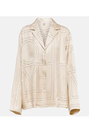 Totême Logo-embroidered silk shirt