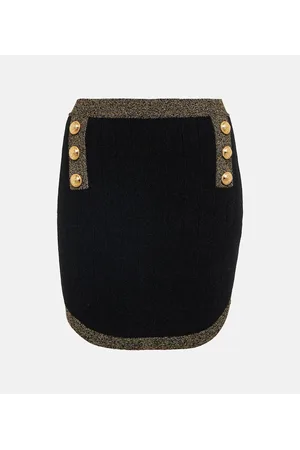 Balmain High-rise ribbed-knit miniskirt