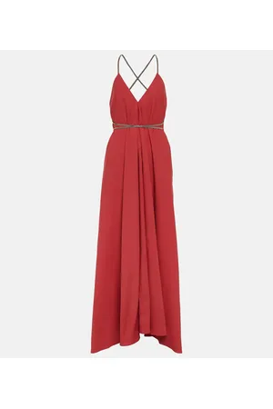 Brunello Cucinelli Belted cotton poplin maxi dress