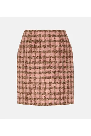 Oscar de la Renta Checked wool-blend tweed miniskirt