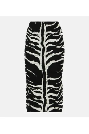 Alaïa AlaÃ¯a Zebra-printed high-rise midi skirt